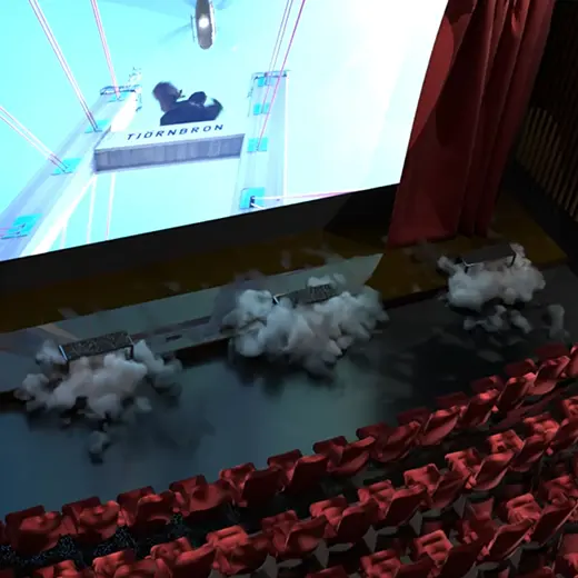 Procedurell biosalong skapad i Houdini med tyg- och röksimuleringar